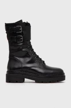 Γυναικεία Μποτάκια Δερμάτινα Workers Aldo χρώμα: μαύρο