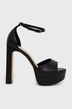 Γυναικεία Πέδιλα με τακούνι Δερμάτινο φακελάκι Aldo μαύρο