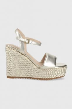 Γυναικεία Πέδιλα με τακούνι Δερμάτινα σανδάλια Aldo Jeigh χρώμα: χρυσαφί